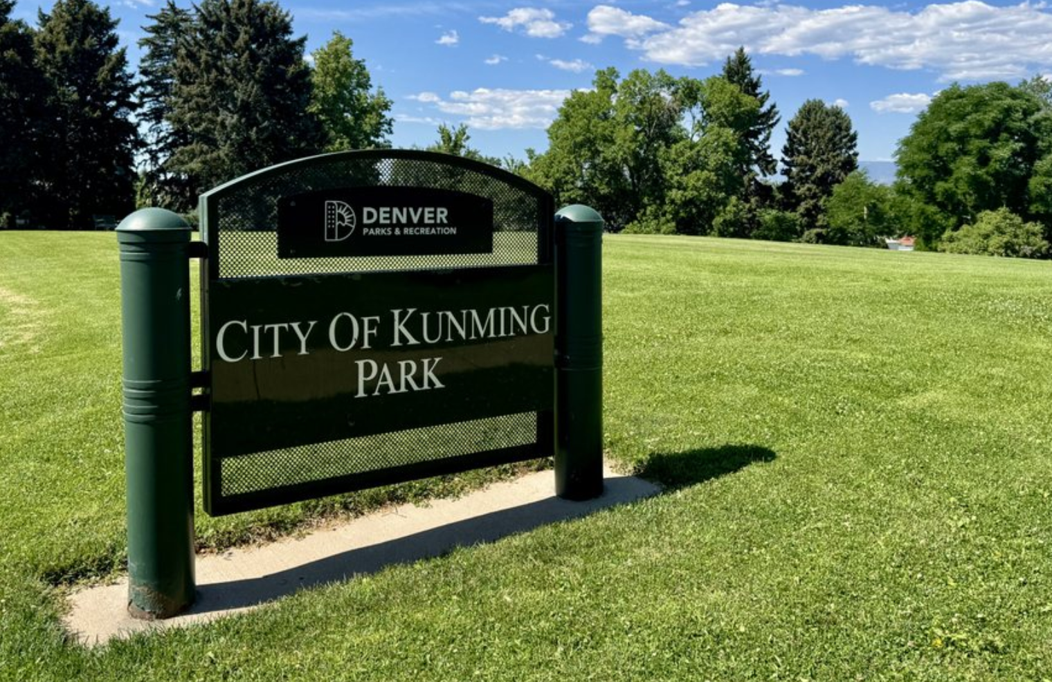 City of Kunming Park sign in Denver