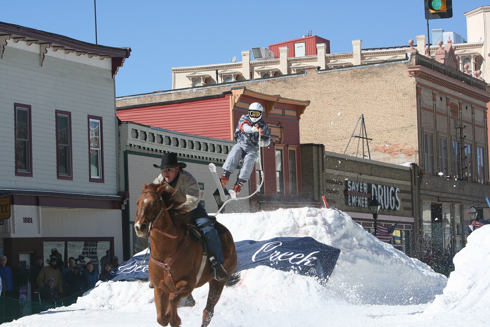 A Leadville ski joring team